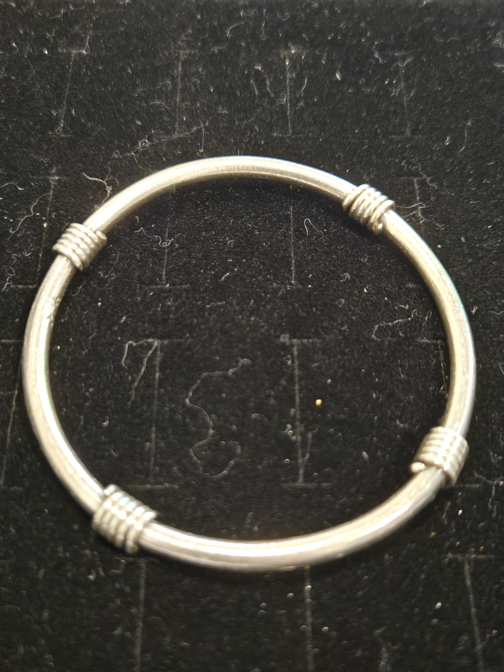Vintage Taxco Sterling Silver  Wire Wrapped Bangle Bracelet - Sterling Silver